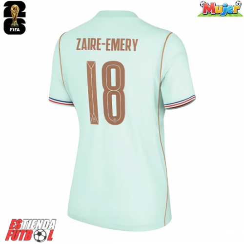Francia Warren Zaire-Emery #18 Segunda Equipación Mujer Mundial 2026 Manga Corta